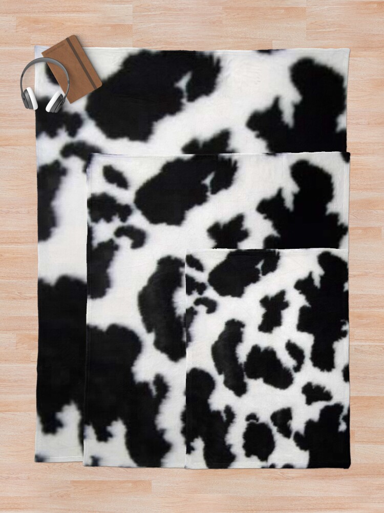 Alternate view of Cow Hide spotted fur Farm Animal Pattern Black White Throw Blanket