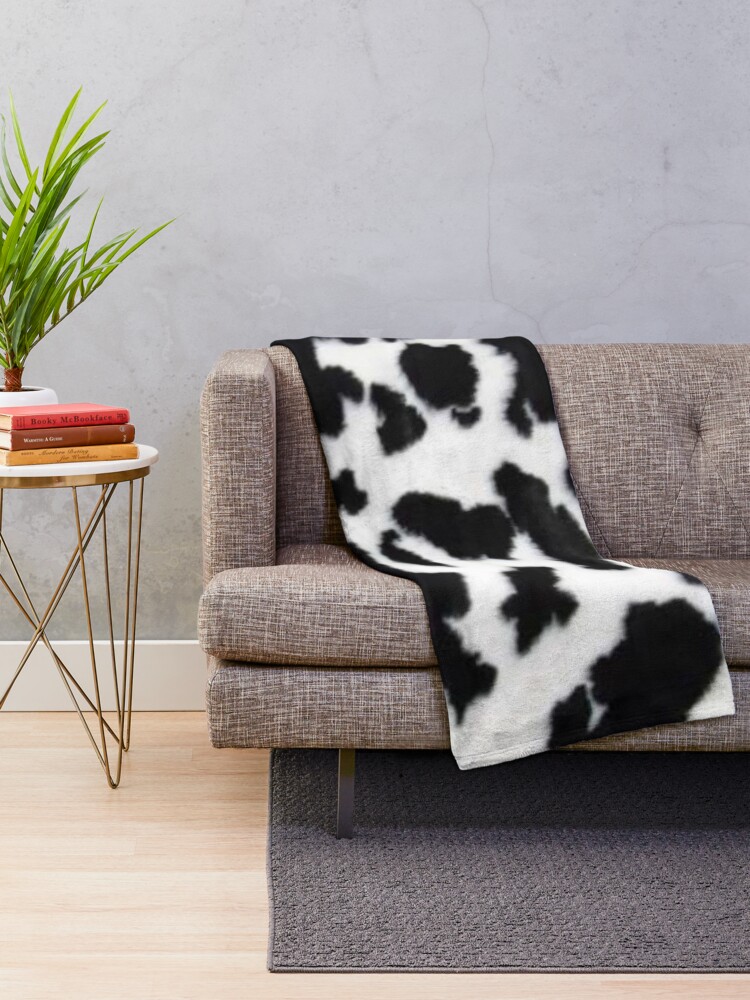 Alternate view of Cow Hide spotted fur Farm Animal Pattern Black White Throw Blanket