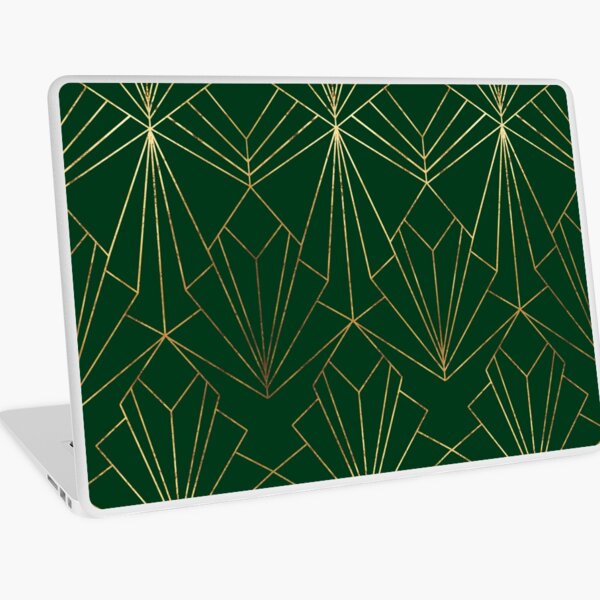 Art Deco in Gold & Green - Large Scale Laptop Skin