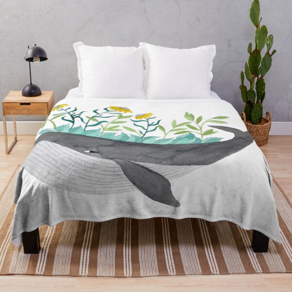 Item preview, whale with botanical elements and flowers watecolor illustration designed and sold by PinkNounou.