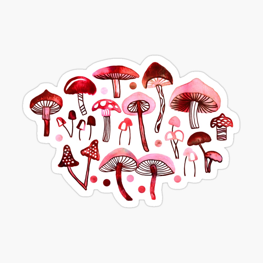 Pink Mushrooms Sticker