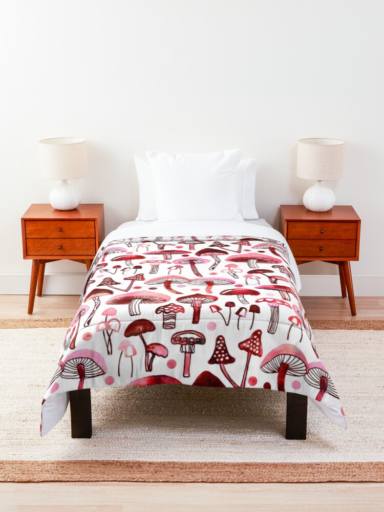 Alternate view of Pink Mushrooms Comforter