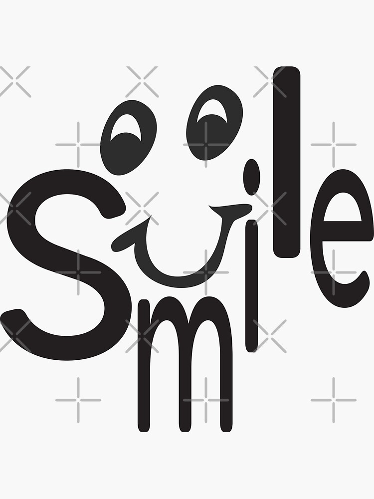 smile-happy-face-text-sticker-for-sale-by-sigdesign-redbubble