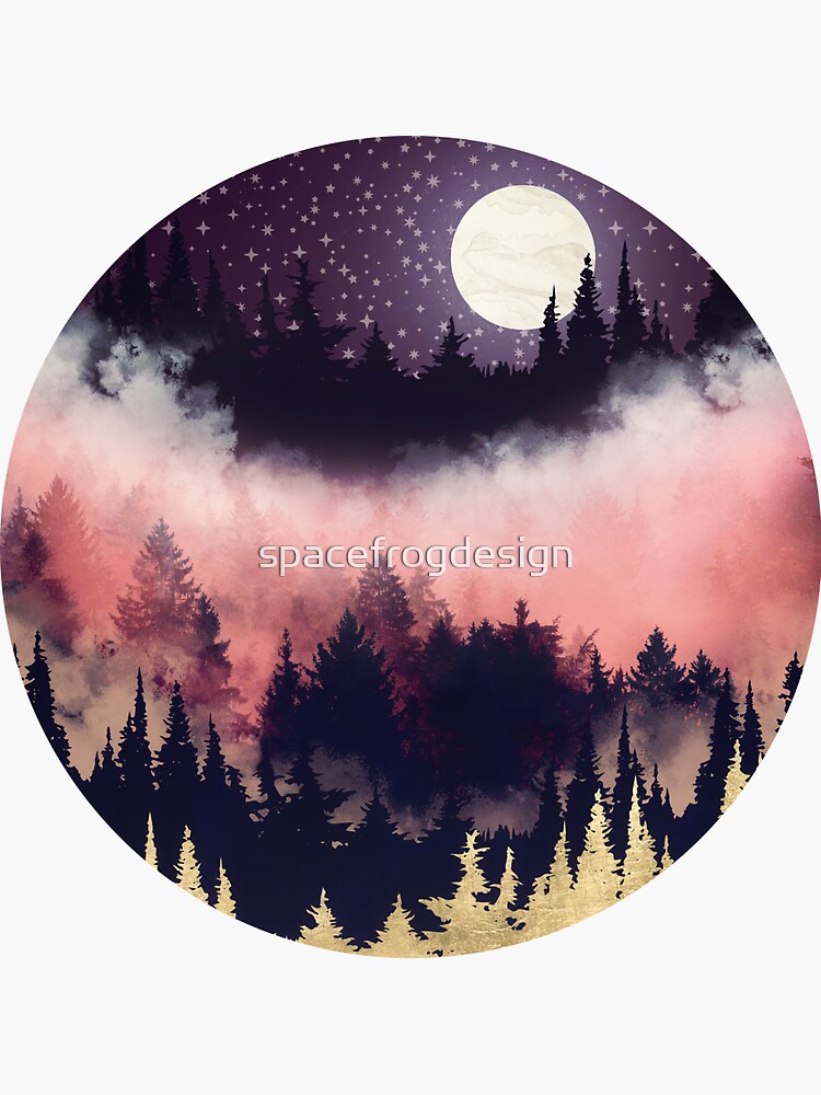 Thumbnail 3 of 3, Sticker, Evening Glow designed and sold by spacefrogdesign.