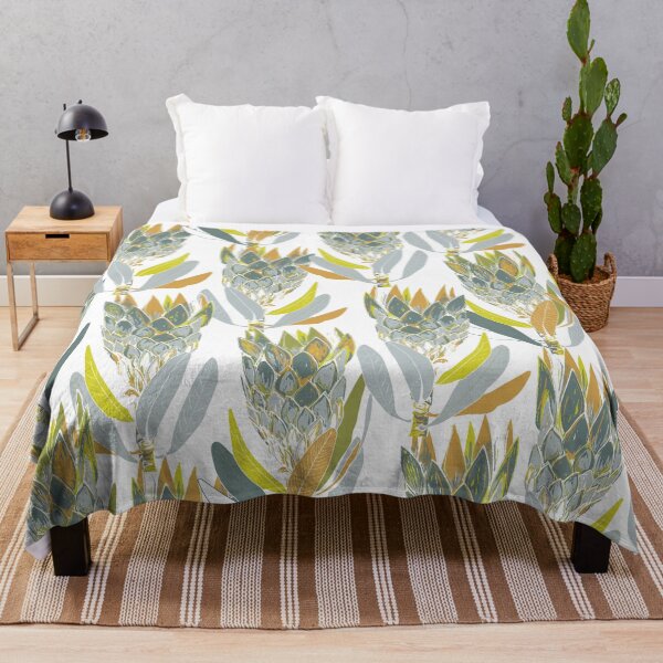 Item preview, Protea pattern in green and gold designed and sold by Designedbyallie.