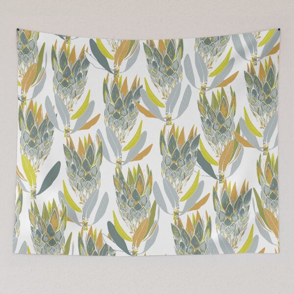 Item preview, Protea pattern in green and gold designed and sold by Designedbyallie.