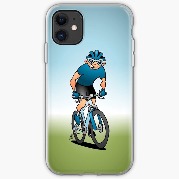MTB - Mountain biker on his moutainbike iPhone Soft Case