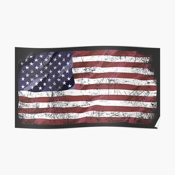 Download Worn American Flag Posters Redbubble