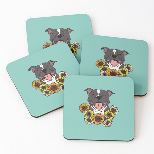 Item preview, Happy Staffy with Sunflowers designed and sold by Holly Wells . Sweet Illustrations.