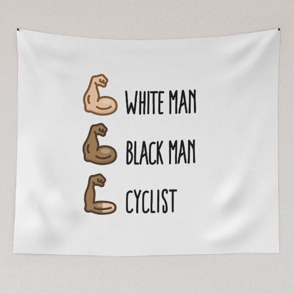 Item preview, White man Black man Cyclist funny cycling biceps designed and sold by LaundryFactory.