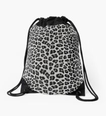 Snow Leopard print Drawstring Bag