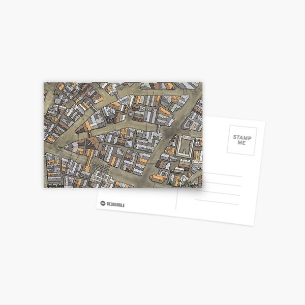 Great Lunden Rooftop Chase Map Postcard
