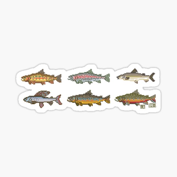 Trout Pixel Art River Legends Sticker