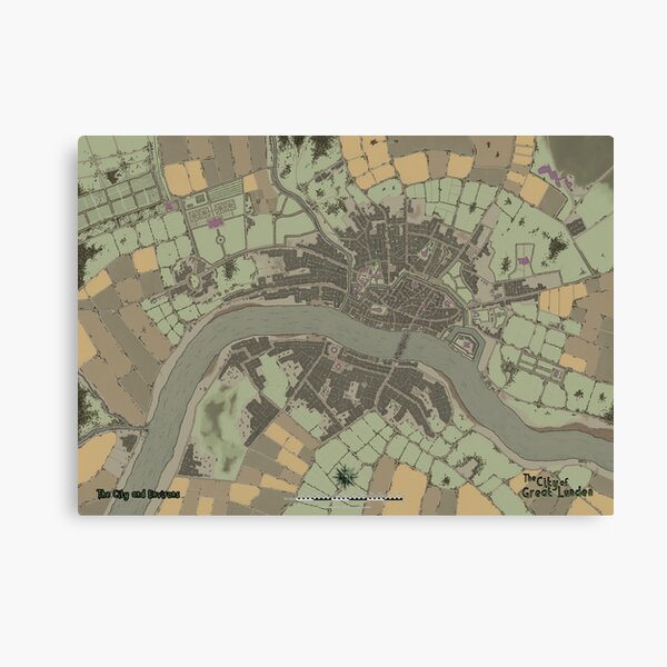 The City of Great Lunden Full Map Canvas Print