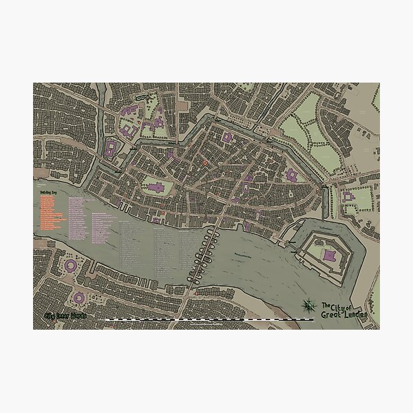 City of Great Lunden Inner Ward Map Photographic Print
