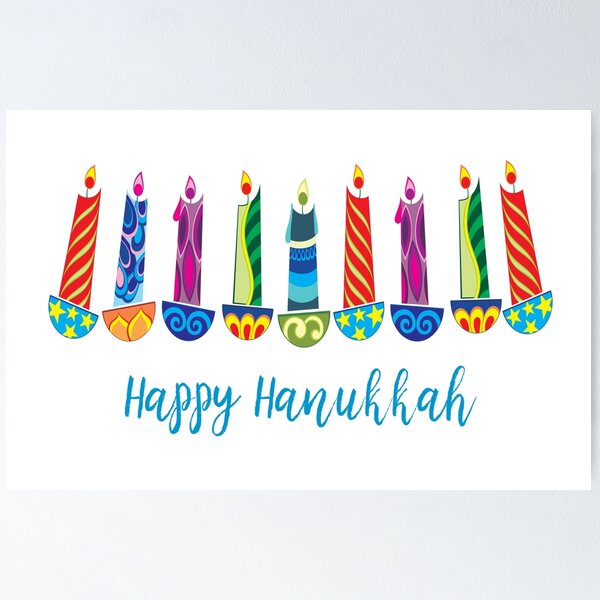Item preview, Happy Hanukkah Colorful Candles designed and sold by FinnBear.