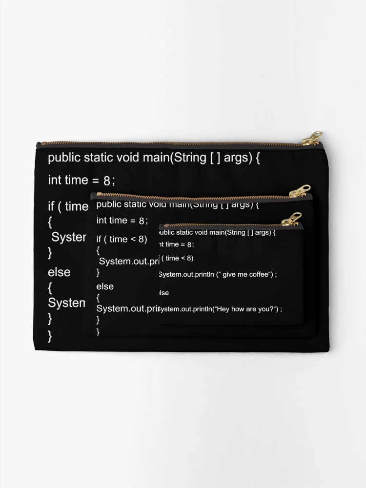 Thumbnail 2 of 4, Zipper Pouch, Funny Java code designed and sold by Codingshirt.
