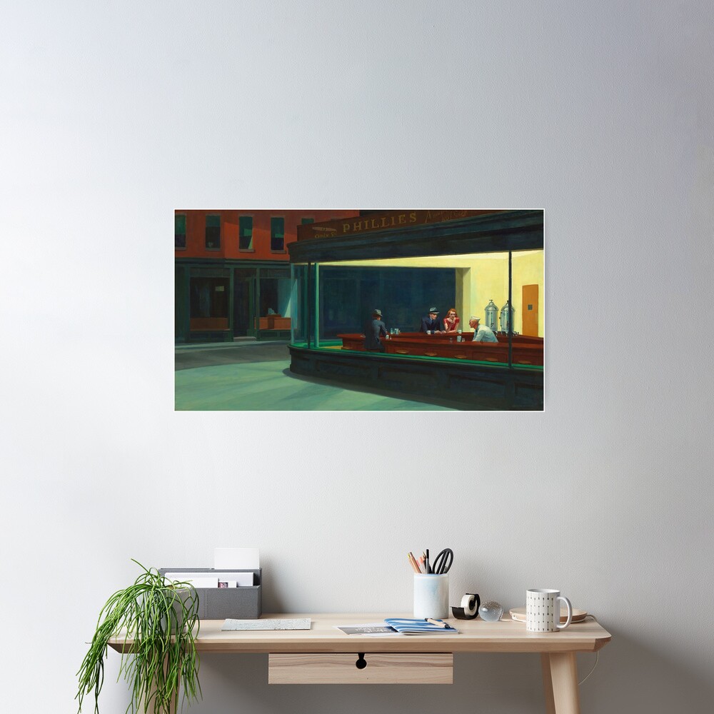 AMERICAN ARTIST. Edward Hopper, Nighthawks, 1942. Poster
