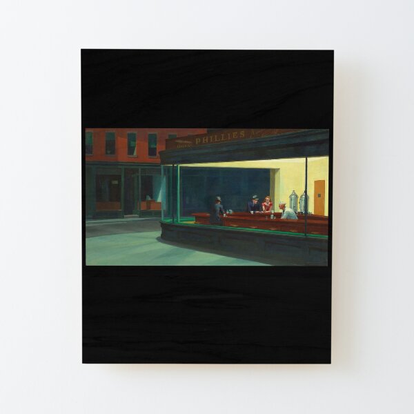 AMERICAN ARTIST. Edward Hopper, Nighthawks, 1942. Wood Mounted Print