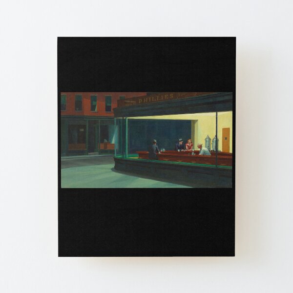 AMERICAN ARTIST. Edward Hopper, Nighthawks, 1942. Wood Mounted Print