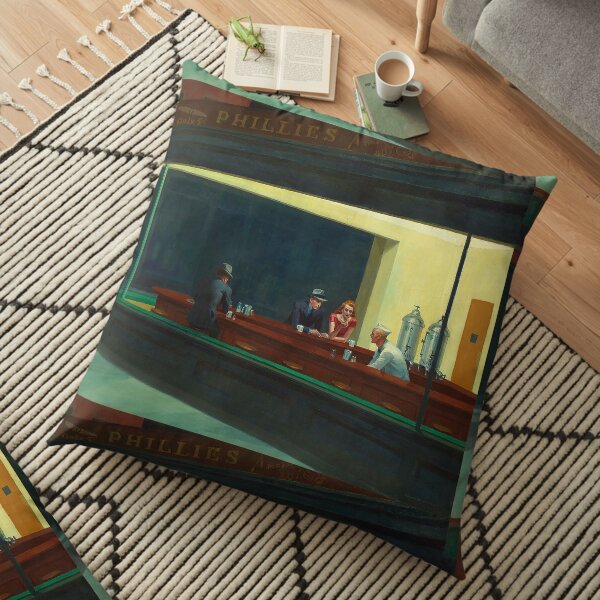 AMERICAN ARTIST. Edward Hopper, Nighthawks, 1942. Floor Pillow