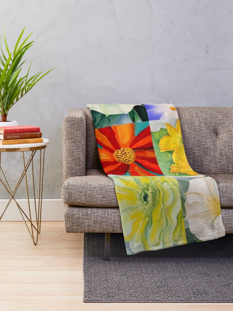 Thumbnail 2 of 6, Throw Blanket, Georgia O'Keeffe Flowers designed and sold by Montage-Madness.