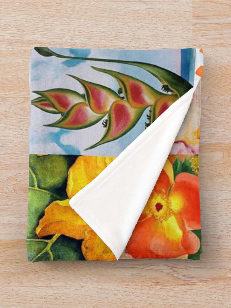Thumbnail 3 of 6, Throw Blanket, Georgia O'Keeffe Flowers designed and sold by Montage-Madness.