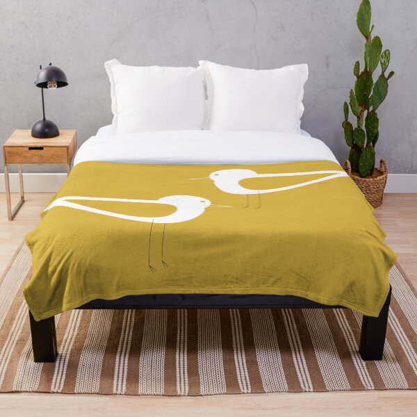 Item preview, Shorebird Pair in Light Mustard Yellow and White. Minimalist. Clean. Cute. Coastal designed and sold by kierkegaard.