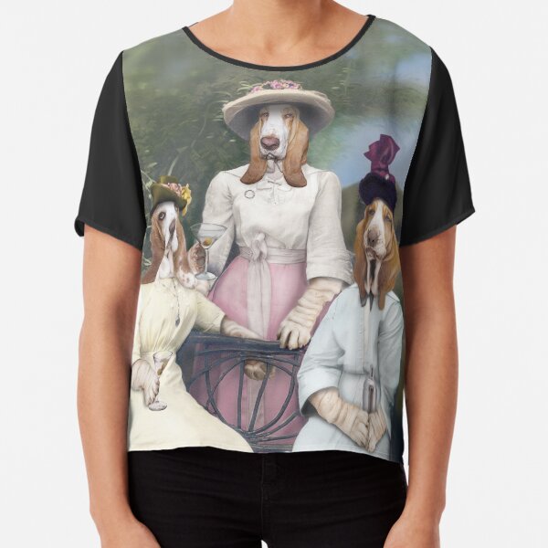 Three martini Basset Hound dogs. Chiffon Top