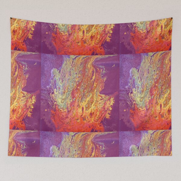 Item preview, Copy of camp fire by the forest, acrylic pour, pinks designed and sold by myatticstudio.