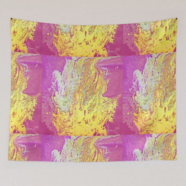 Item preview, pink fairy fire, acrylic pour, reds and  designed and sold by myatticstudio.