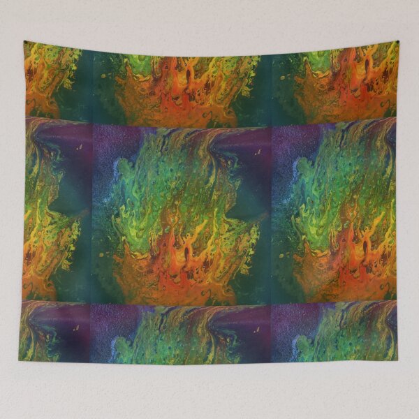 Item preview, rainbow fairy fire, acrylic pour, reds and  designed and sold by myatticstudio.