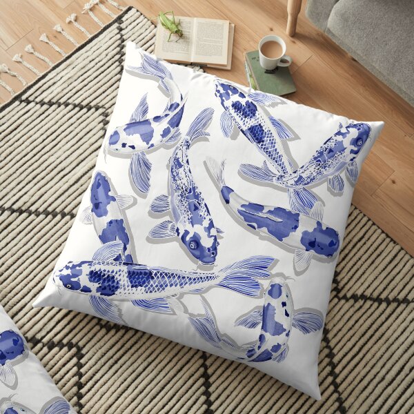 Blue and white Koi fish Floor Pillow