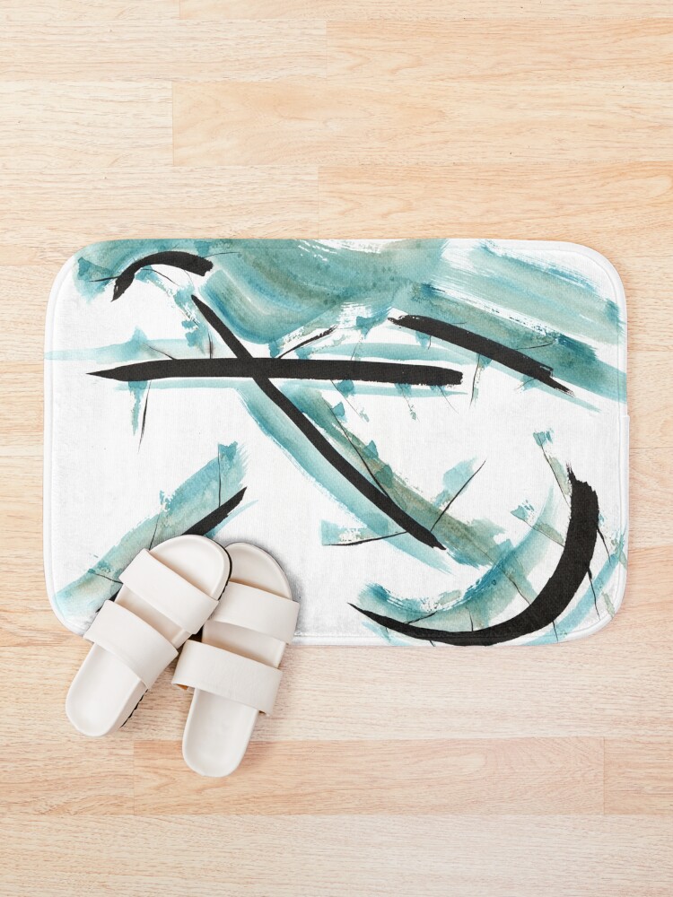 Alternate view of meditative ink drawing "introspire I" Bath Mat