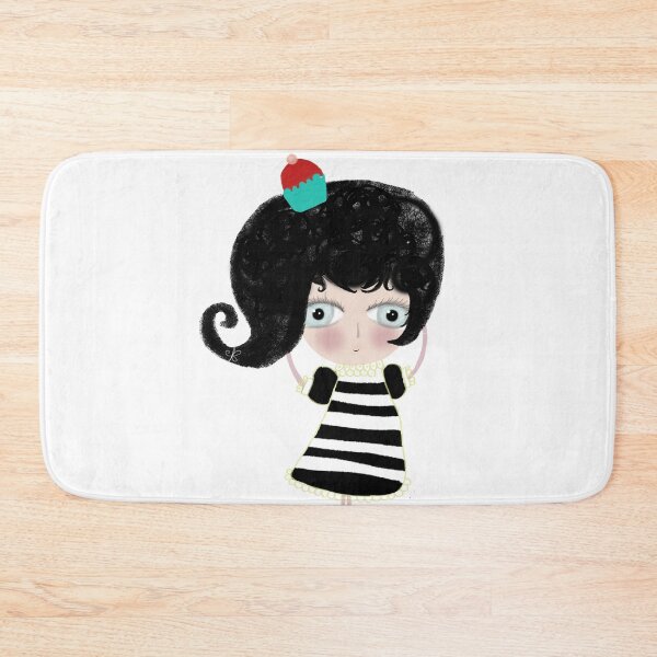 Item preview, Lovely love Print Illustration Doll surprise Black and white dress black shoes and hair strawberry muffin flavored illustration  designed and sold by rupydetequila.