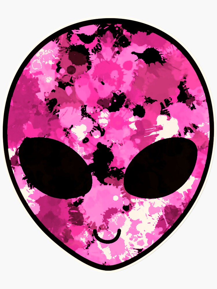 "Pink Alien Head" Sticker by BigTexFunk Redbubble