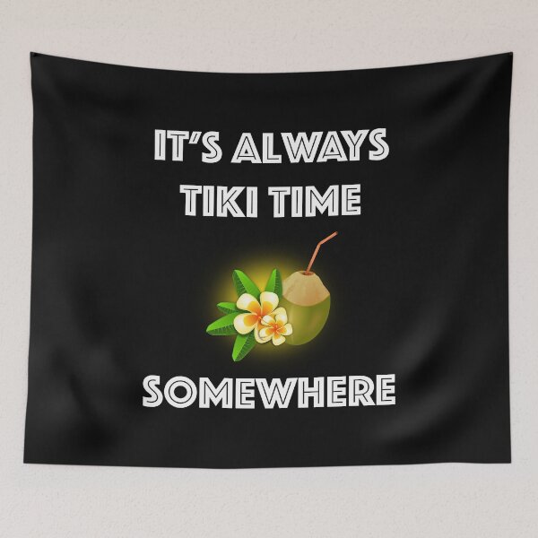 Item preview, It's Always Tiki Time Somewhere Tropical Tiki Bar Design designed and sold by Cat Lady Designs.