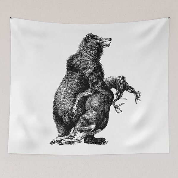 Item preview, Grizzly bear Hunting (1894) Vintage Illustration designed and sold by trajeado14.
