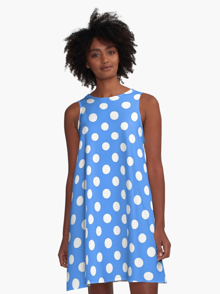 sky blue polka dot dress