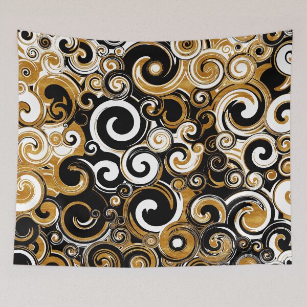 Item preview, Metallic Swirls - Gold, Black and White designed and sold by Elsy's Art.