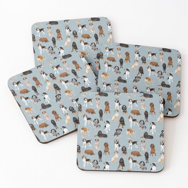 Item preview, Coonhounds on light blue designed and sold by ArtofACoonhound.