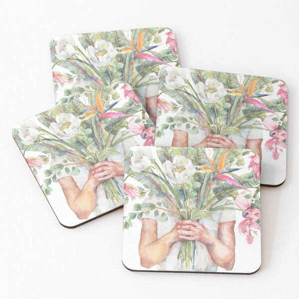 Item preview, Bird of Paradise, Big Bouquet, Many Flowers, Floral Painting, Woman holding Flowers designed and sold by thefirstgarden.