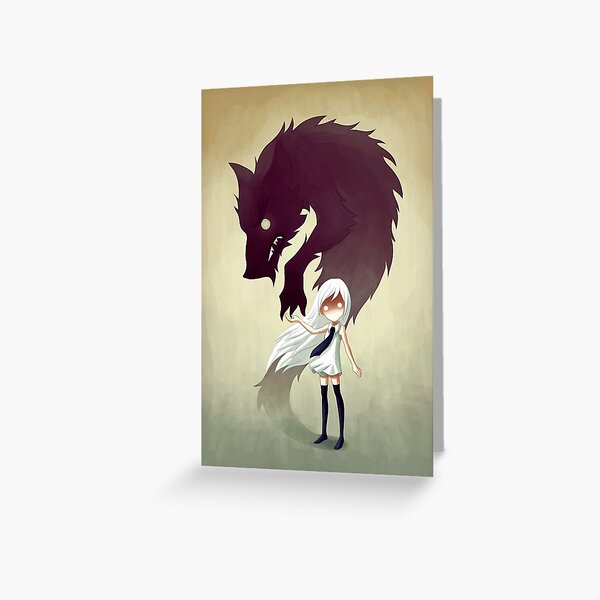 Cute Anime Girl Greeting Cards Redbubble - itsfunneh roblox werewolf transformation