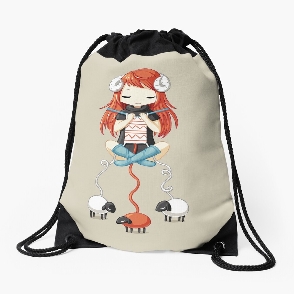 Knitting Meditation 2 Drawstring Bag