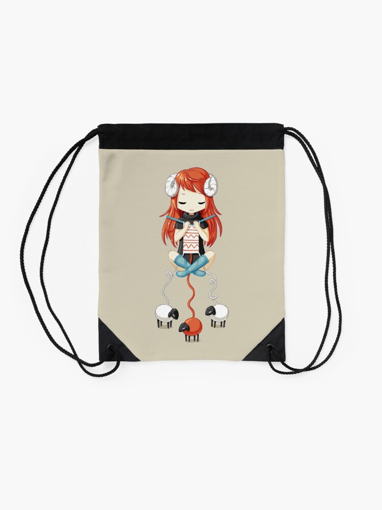 Alternate view of Knitting Meditation 2 Drawstring Bag