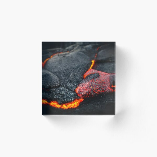 Red hot glowing Lava Art Acrylblock