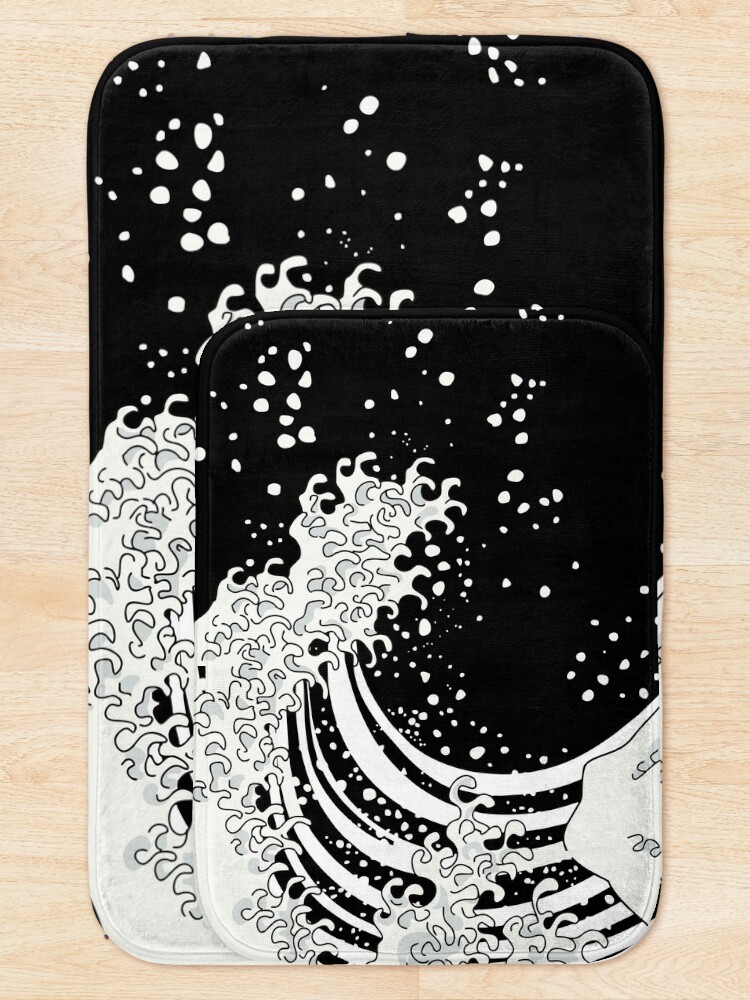 Alternate view of Black and White Great Wave Bath Mat