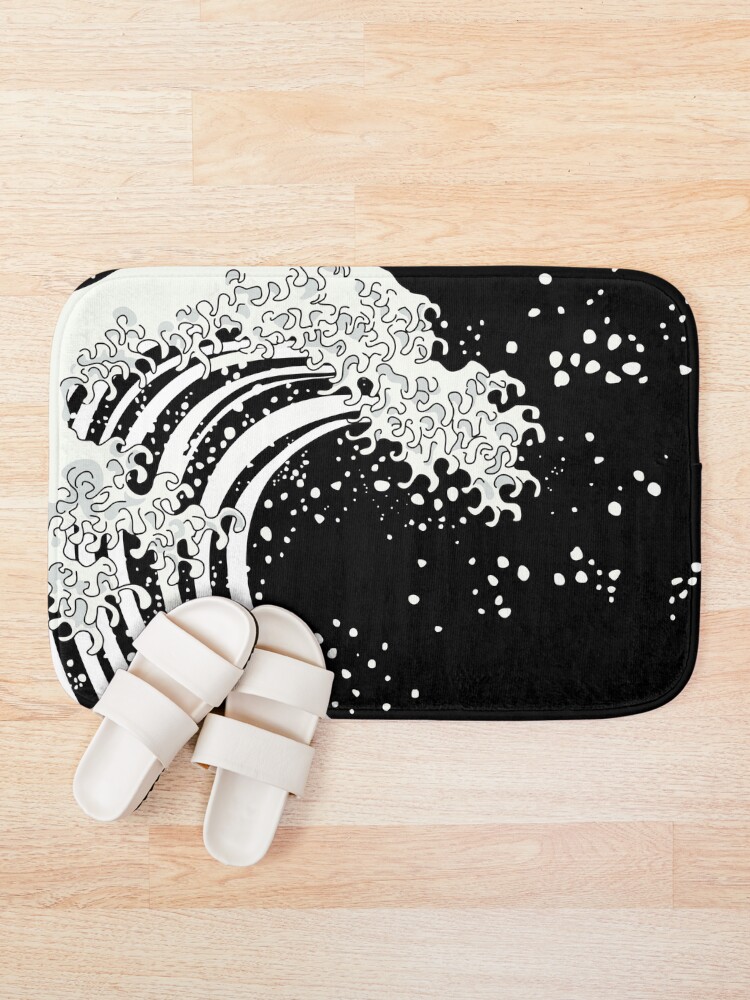 Alternate view of Black and White Great Wave Bath Mat