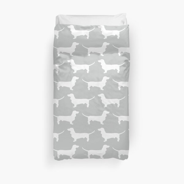 Silver Dachshund Pattern Duvet Cover