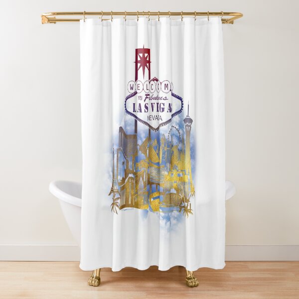 Las Vegas shower curtain visitors welcome to Nevada city landscape artwork  cloth fabric bathroom decoration, color